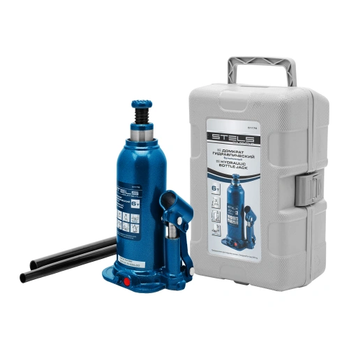 Домкрат гидравлический бутылочный, 6 т, h подъема 207-404 мм, в пластиковом кейсе Stels по ценам производителя в Санкт-Петербурге с доставкой по всей России