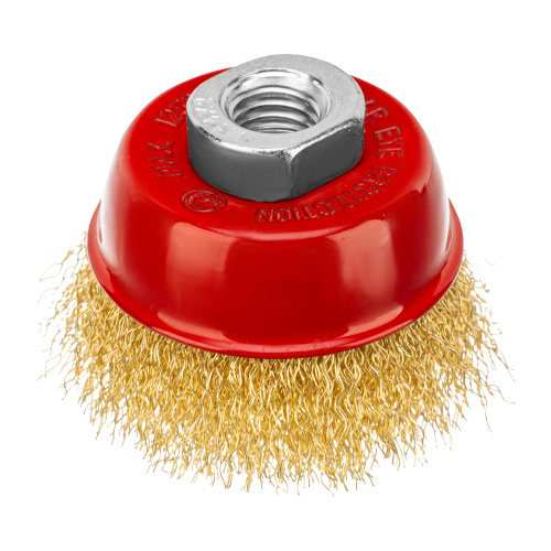 Щетка для УШМ, 65 мм, М14, "чашка", латунированная витая проволока Matrix по ценам производителя в Санкт-Петербурге с доставкой по всей России