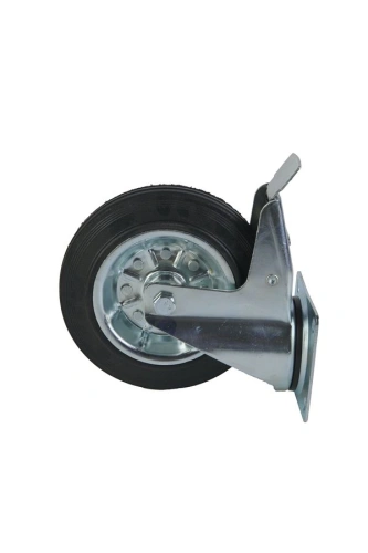 Колесо поворотное усиленное резина SRCB 80 200 мм с тормозом по ценам производителя в Санкт-Петербурге с доставкой по всей России
