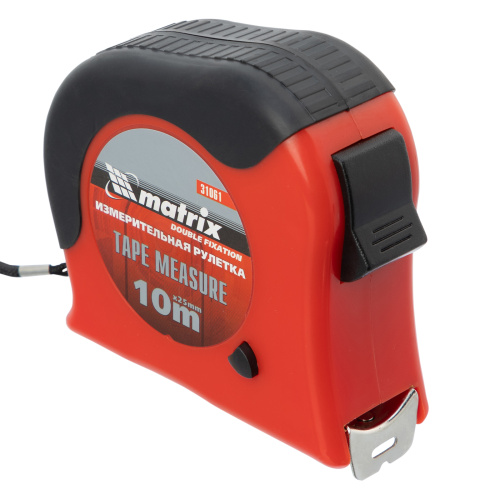 Рулетка Double fixation,10 м х 25 мм,обрезиненный корпус,двойная плавная фиксация Matrix по ценам производителя в Санкт-Петербурге с доставкой по всей России
