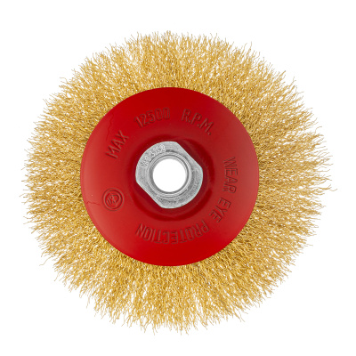 Щетка для УШМ, 125 мм, М14, "тарелка", латунированная витая проволока Matrix по ценам производителя в Санкт-Петербурге с доставкой по всей России