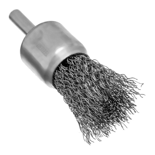 Набор щеток для дрели, 2 Плоские 50-75мм, 3 Чашки 25-50-75мм, шпилька,  нерж.вит. проволока Denzel по ценам производителя в Санкт-Петербурге с доставкой по всей России
