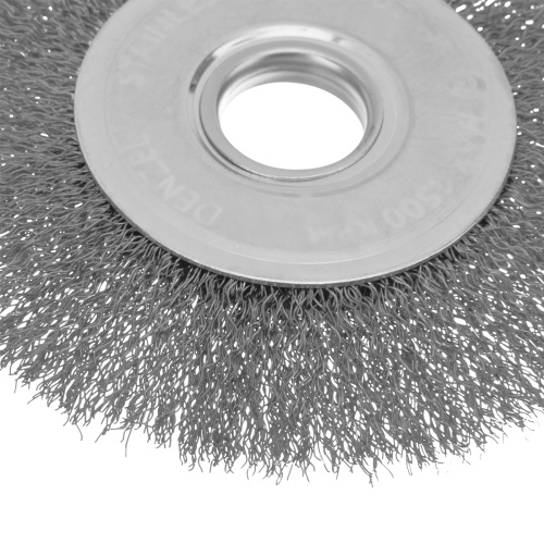 Щетка для УШМ, 125 мм, "Плоская", витая нержавеющая проволока 0.3 мм, посадка 22.2 мм Denzel купить в Москве с доставкой по всей России | ProtosMarket.ru