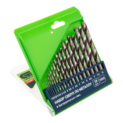 Набор сверл по металлу, 1-10 мм, (через 0.5 мм) HSS 19 шт, пластиковая коробка, цилиндрический хвостовик Сибртех купить в Москве с доставкой по всей России | ProtosMarket.ru