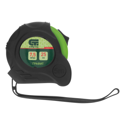 Рулетка Графит,обрезиненный корпус,амортизатор,7,5 м х 25 мм Сибртех купить в Москве с доставкой по всей России | ProtosMarket.ru