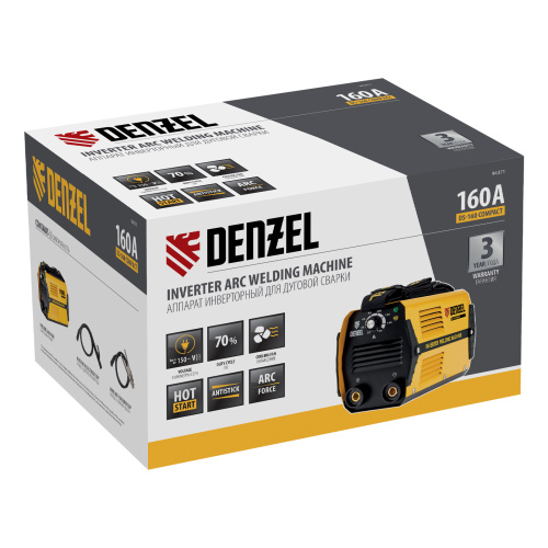 Аппарат инверторный дуговой сварки DS-160 Compact, 160 А, ПВ 70%, диаметр электрода 1.6-3.2 мм Denzel по ценам производителя в Санкт-Петербурге с доставкой по всей России