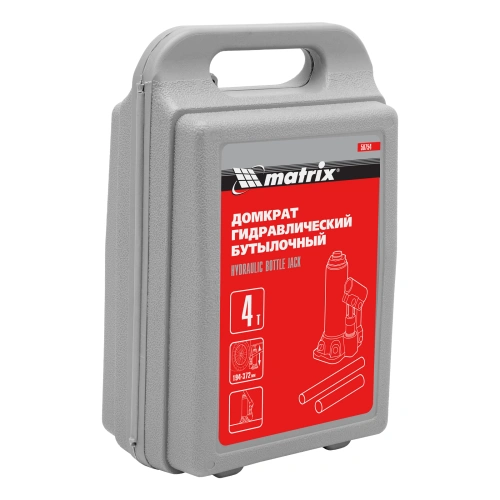 Домкрат гидравлический бутылочный, 4 т, высота подъема 194-372 мм, в пластиковый кейсе Matrix по ценам производителя в Санкт-Петербурге с доставкой по всей России