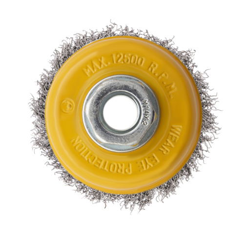 Щетка для УШМ, 75 мм, "Чашка", витая нержавеющая проволока 0.3 мм, М14 Denzel по ценам производителя в Санкт-Петербурге с доставкой по всей России