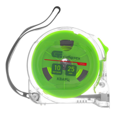 Рулетка Кварц,прозрачный корпус,амортизатор,10 м х 25 мм Сибртех по ценам производителя в Санкт-Петербурге с доставкой по всей России