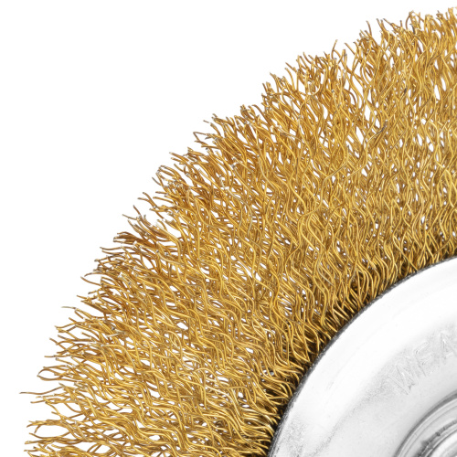 Щетка для УШМ, 125 мм, М14, плоская, латунированная витая проволока Matrix по ценам производителя в Санкт-Петербурге с доставкой по всей России