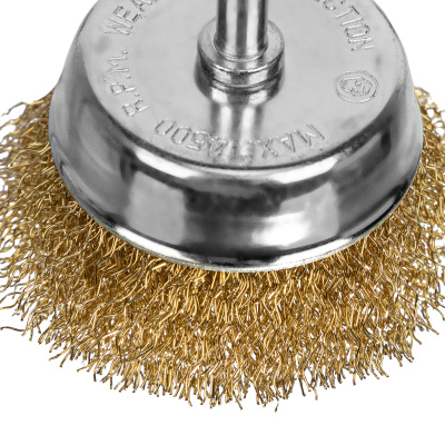 Щетка для дрели, 65 мм, "чашка" со шпилькой, латунированная витая проволока Matrix по ценам производителя в Санкт-Петербурге с доставкой по всей России