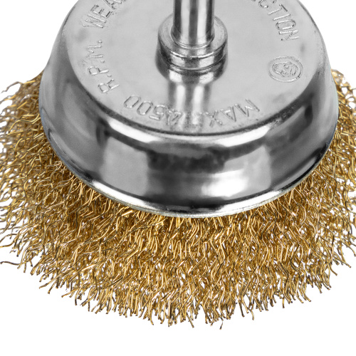 Щетка для дрели, 65 мм, "чашка" со шпилькой, латунированная витая проволока Matrix по ценам производителя в Санкт-Петербурге с доставкой по всей России