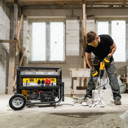 Генератор бензиновый PS 80 E-3, 6.6 кВт, 400 В, 25 л, электростартер Denzel по ценам производителя в Санкт-Петербурге с доставкой по всей России