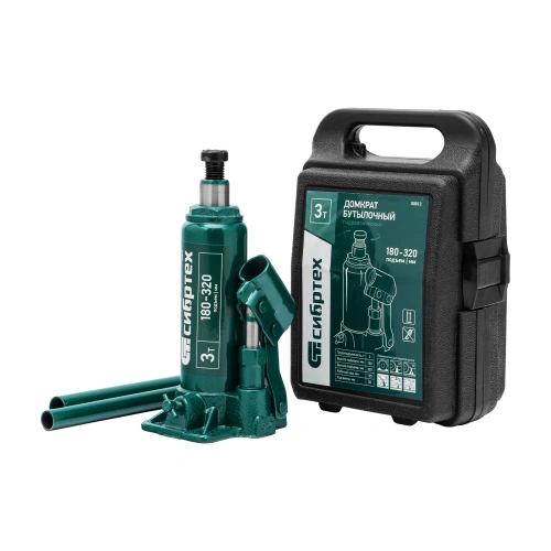 Домкрат гидравлический бутылочный, 3 т, 180-320 мм, в пласт. кейсе Сибртех по ценам производителя в Санкт-Петербурге с доставкой по всей России