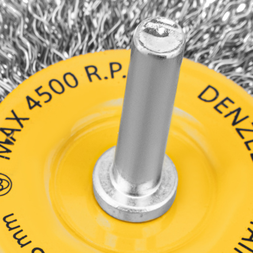 Щетка для дрели, 75 мм, Плоская, со шпилькой, нержавеющая витая проволока Denzel по ценам производителя в Санкт-Петербурге с доставкой по всей России