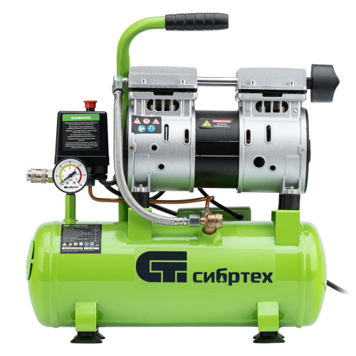 Компрессор безмаслянный малошумный МБ 750/10,750 Вт, 10 л, 150 л/мин Сибртех купить в Москве с доставкой по всей России | ProtosMarket.ru