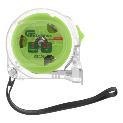 Рулетка Кварц,прозрачный корпус,амортизатор,5 м х 25 мм Сибртех по ценам производителя в Санкт-Петербурге с доставкой по всей России