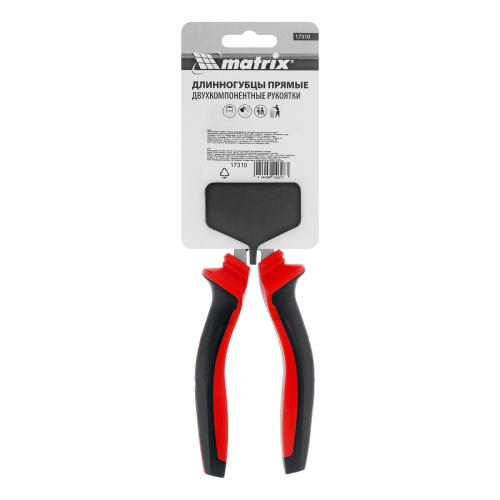 Длинногубцы прямые, 180 мм, хром-ванадий, двухкомпонентные рукоятки Matrix по ценам производителя в Санкт-Петербурге с доставкой по всей России