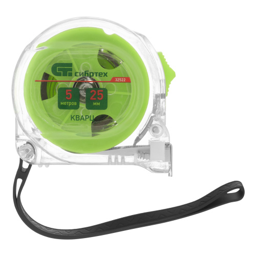 Рулетка Кварц,прозрачный корпус,амортизатор,5 м х 25 мм Сибртех по ценам производителя в Санкт-Петербурге с доставкой по всей России
