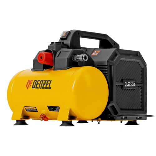 Компрессор  DLS750/6 безмасляный малошумный 750 Вт, 140 л/мин,ресивер 6 л Denzel по ценам производителя в Санкт-Петербурге с доставкой по всей России