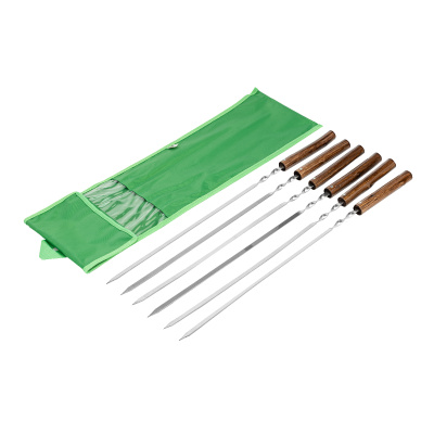 Набор шампуров плоских, 650 мм, с цельной деревянной рукояткой, в чехле, 6 шт, Camping Palisad купить в Москве с доставкой по всей России | ProtosMarket.ru