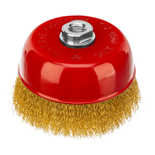 Щетка для УШМ, 125 мм, М14, "чашка", латунированная витая проволока Matrix по ценам производителя в Санкт-Петербурге с доставкой по всей России