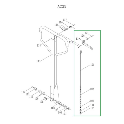 Тяга цепная в сборе для ручки гидравлических тележек JC20 по ценам производителя в Санкт-Петербурге с доставкой по всей России