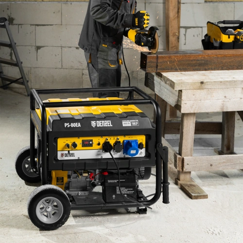 Генератор бензиновый PS 80 EA, 8.0 кВт, 230 В, 25 л, коннектор автоматики, электростартер Denzel по ценам производителя в Санкт-Петербурге с доставкой по всей России