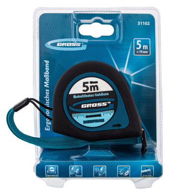 Рулетка "Ergonomisch",5 м x 19 мм,магнитный обрезиненный зацеп Gross по ценам производителя в Санкт-Петербурге с доставкой по всей России