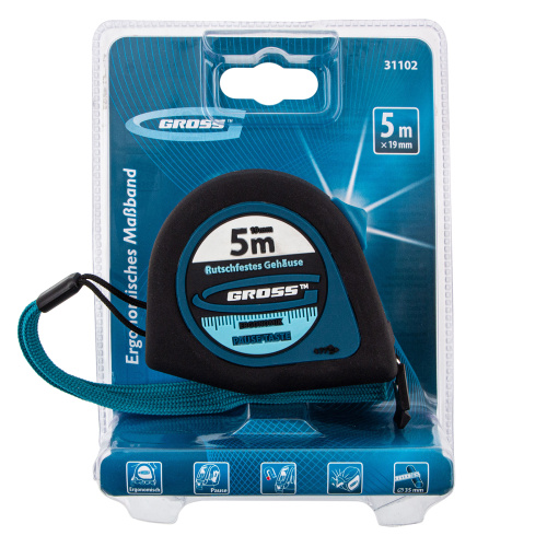 Рулетка "Ergonomisch",5 м x 19 мм,магнитный обрезиненный зацеп Gross по ценам производителя в Санкт-Петербурге с доставкой по всей России