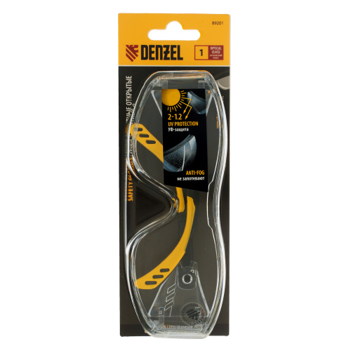Очки защитные открытые, поликарбонатные, увеличенная прозрачная линза,  регулируемые дужки Denzel купить в Москве с доставкой по всей России | ProtosMarket.ru