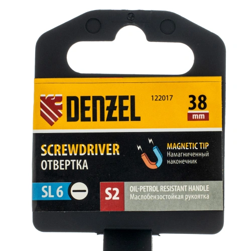 Отвертка, SL6x38 мм, S2, 3к рукоятка Denzel по ценам производителя в Санкт-Петербурге с доставкой по всей России