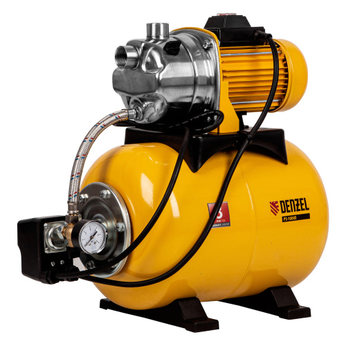 Насосная станция PS1000Х, 1000 Вт, 3500 л/ч, ресивер 24 л, подъем 44 м, нержавейка Denzel по ценам производителя в Санкт-Петербурге с доставкой по всей России