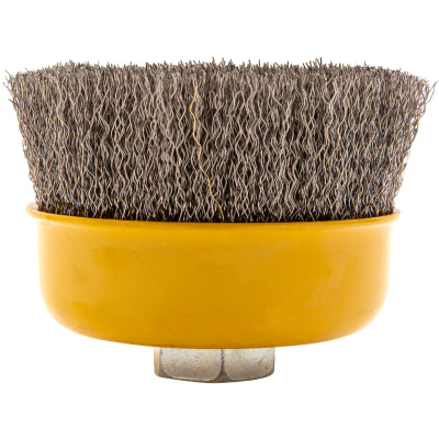 Щетка для УШМ, 100 мм, "Чашка", витая нержавеющая проволока 0.3 мм, М14 Denzel по ценам производителя в Санкт-Петербурге с доставкой по всей России