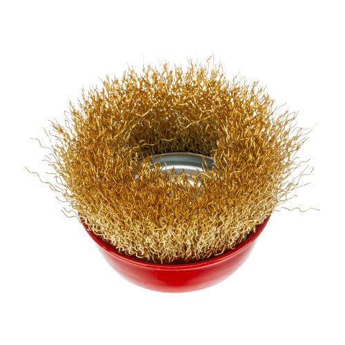 Щетка для УШМ, 65 мм, М14, "чашка", латунированная витая проволока Matrix по ценам производителя в Санкт-Петербурге с доставкой по всей России