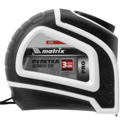 Рулетка Autostop,3 м х 16 мм,двухкомпонентный корпус,автоматическая фиксация,Pro Matrix по ценам производителя в Санкт-Петербурге с доставкой по всей России