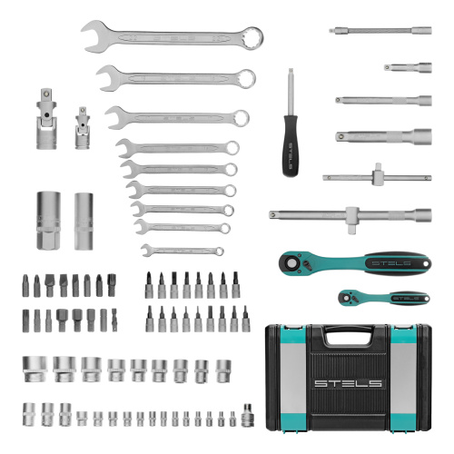 Набор инструментов 1/2", 1/4", CrV, 12 гранные головки, пластиковый кейс, 82 предмета Stels купить в Москве с доставкой по всей России | ProtosMarket.ru