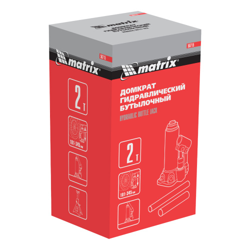 Домкрат гидравлический бутылочный, 2 т, высота подъема 181-345 мм Matrix по ценам производителя в Санкт-Петербурге с доставкой по всей России