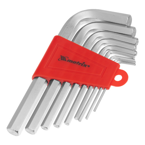 Набор ключей имбусовых HEX, 1.5-10 мм, CrV, 9 шт, коротких, с сатиновым покрытием Matrix купить в Москве с доставкой по всей России | ProtosMarket.ru