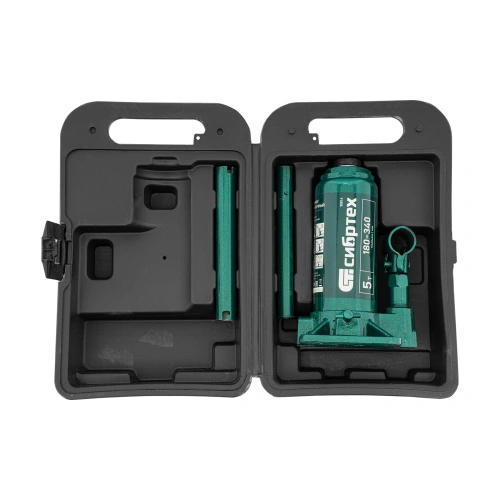 Домкрат гидравлический бутылочный, 5 т, 180-340 мм, в пласт. кейсе Сибртех по ценам производителя в Санкт-Петербурге с доставкой по всей России