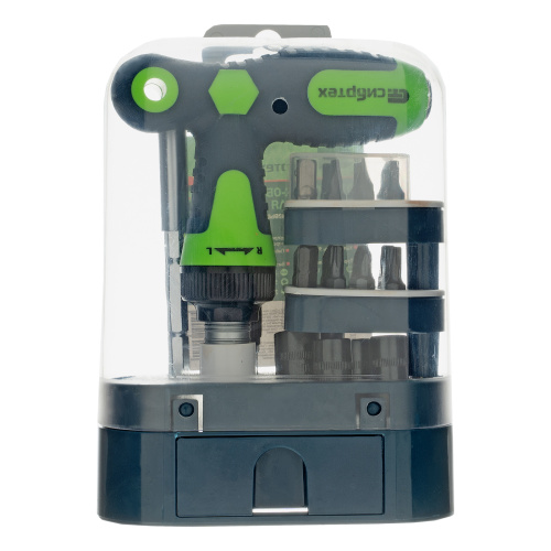 Отвертка Т-образная реверсивная с набором бит, торцевых головок, 33 предмета, CrV Сибртех по ценам производителя в Санкт-Петербурге с доставкой по всей России