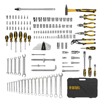 Набор инструментов, 1/2", 1/4", 3/8", CrV, S2, пластиковый кейс, 144 предмета Denzel купить в Москве с доставкой по всей России | ProtosMarket.ru