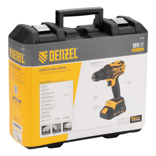 Дрель-шуруповерт аккумуляторная, бесщет. BLDL-18-02 Li-Ion, 18 В Denzel купить в Москве с доставкой по всей России | ProtosMarket.ru