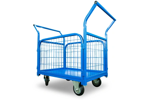 Тележка платформенная TOR ТП-6С (800х1200) с бортами из сетки и двумя ручками (колеса 160 мм) купить в Москве с доставкой по всей России | ProtosMarket.ru