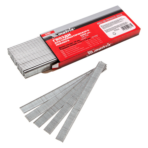 Гвозди для пневматического нейлера, длина 10 мм, ширина 1.25 мм, толщина 1 мм, 5000 шт Matrix по ценам производителя в Санкт-Петербурге с доставкой по всей России