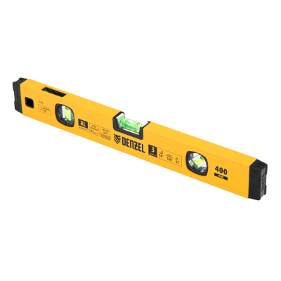 Уровень алюминиевый, магнит., фрезерованный, 3 глазка (1 зеркал.) 0,5 мм/м, 400 мм Denzel по ценам производителя в Санкт-Петербурге с доставкой по всей России
