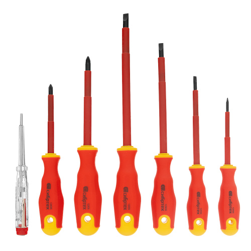 Набор отверток диэлектрических до 1000 В, 7 шт, тестер, CrV, двухкомпонентные рукоятки Сибртех купить в Москве с доставкой по всей России | ProtosMarket.ru