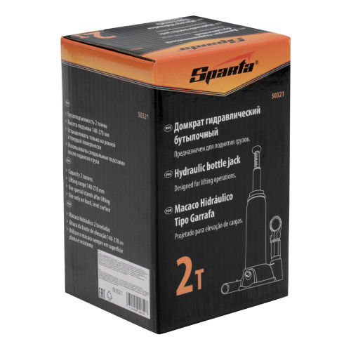 Домкрат гидравлический бутылочный, 2 т, h подъема 148-278 мм Sparta по ценам производителя в Санкт-Петербурге с доставкой по всей России