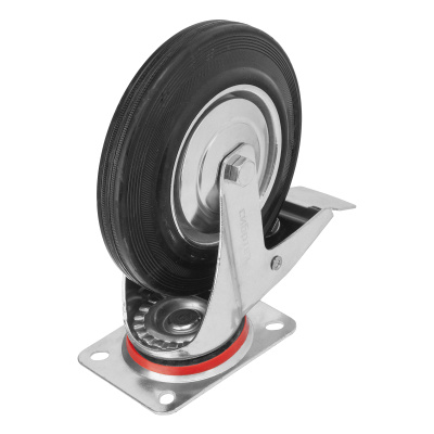 Колесо поворотное с тормозом D 160 мм, крепление  платформенное Сибртех купить в Москве с доставкой по всей России | ProtosMarket.ru