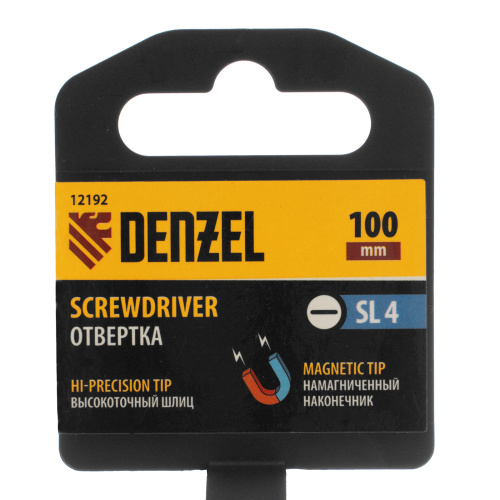Отвертка SL4х100 мм, CrV, трехкомпонентная рукоятка Denzel по ценам производителя в Санкт-Петербурге с доставкой по всей России